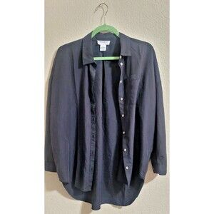 EUC For The Republic Button Down Shirt Women's M Black Oversized Minimalist